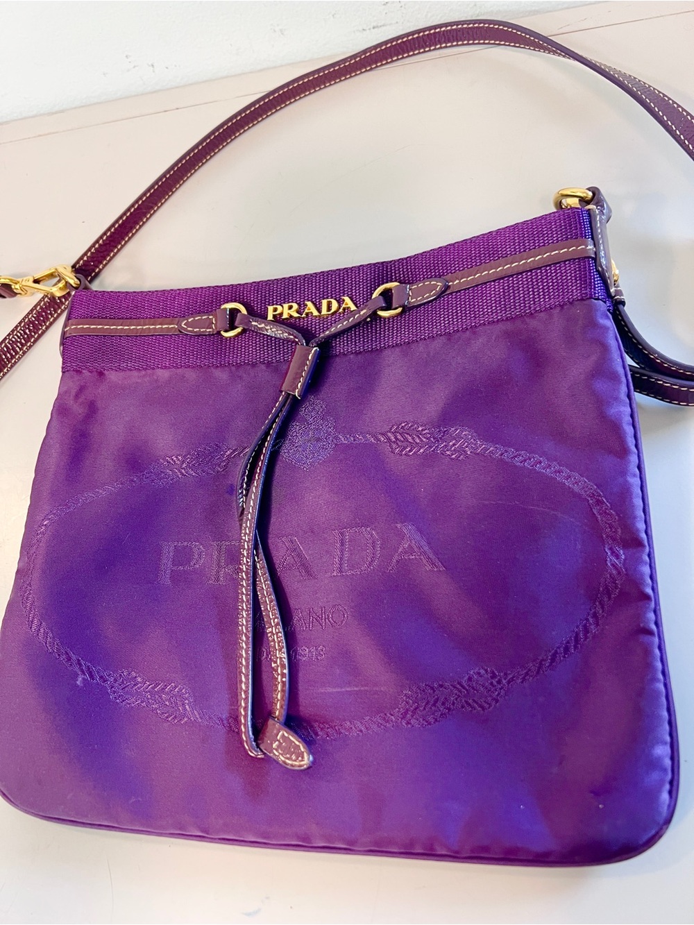 Prada Authentic Jaquard Purple Nylon Bag/Gold Hardware! Offers welcome!